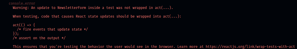 act() warning in react 