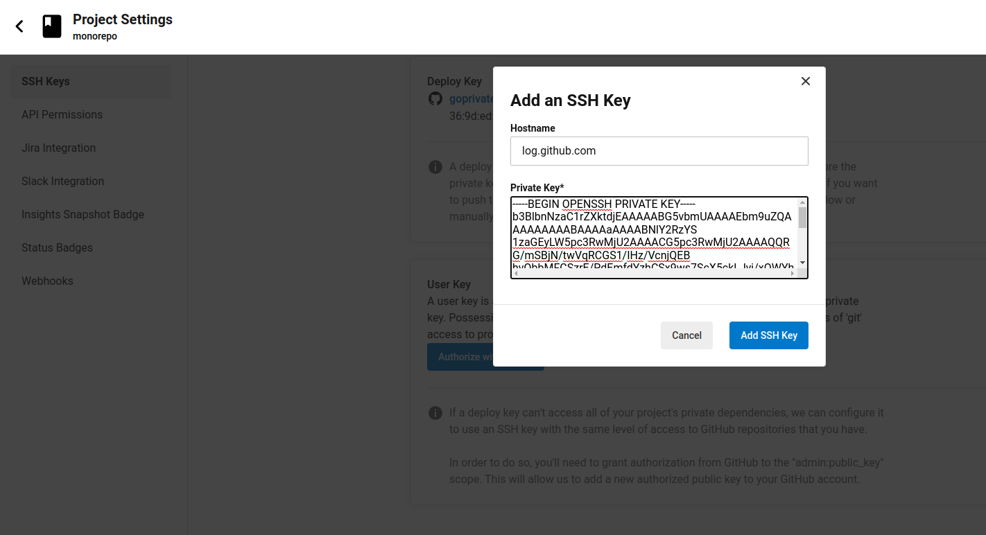 Adding SSH keys to CircleCI 