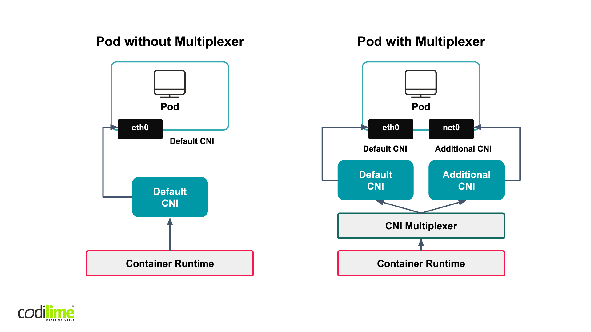 Pod with CNI multiplexer