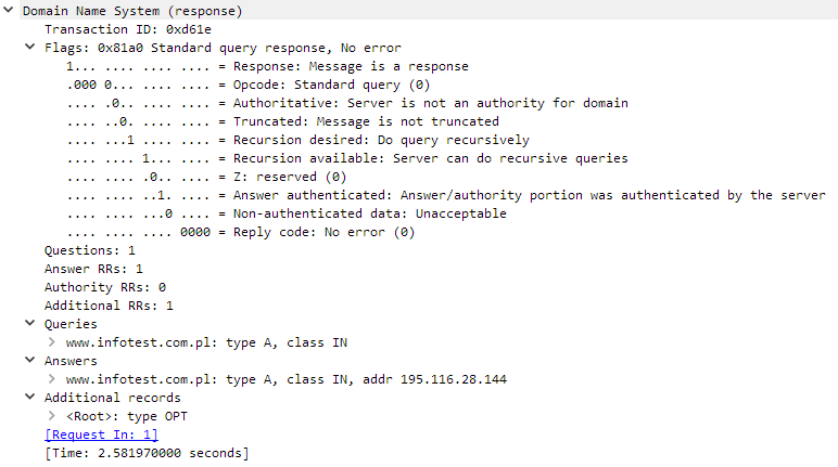 DNS response message