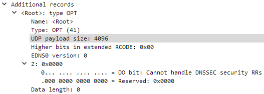 EDNS0 OPT record