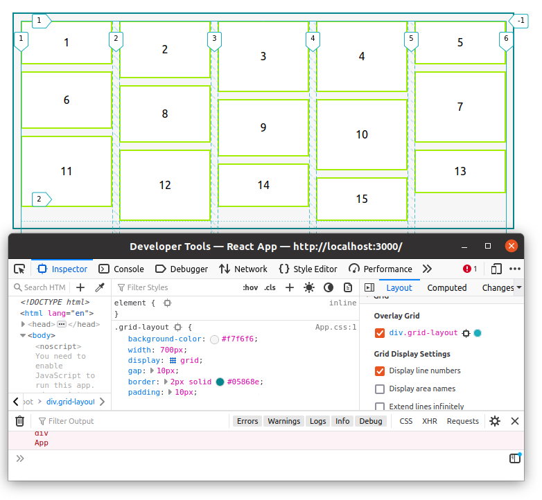 grid inspector in mozzila firefox