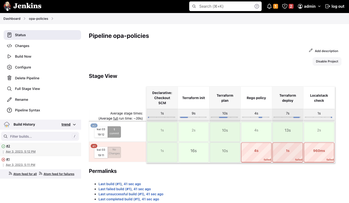 Jenkins - Stage View II screenshot