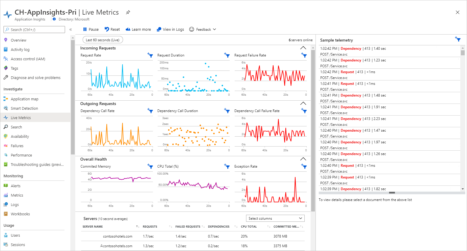 Live metrics