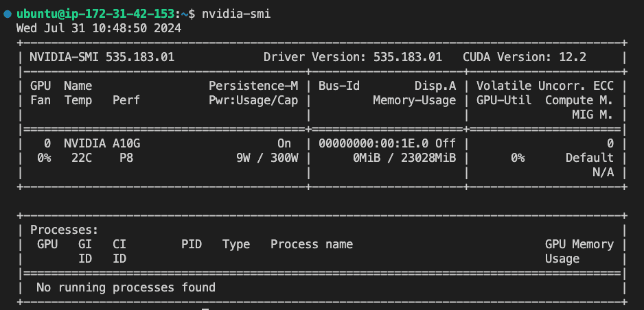 verify GPU availability by running nvidia-smi in the terminal