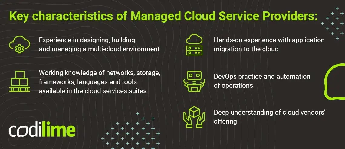 Key characteristics of Managed Cloud Service Providers