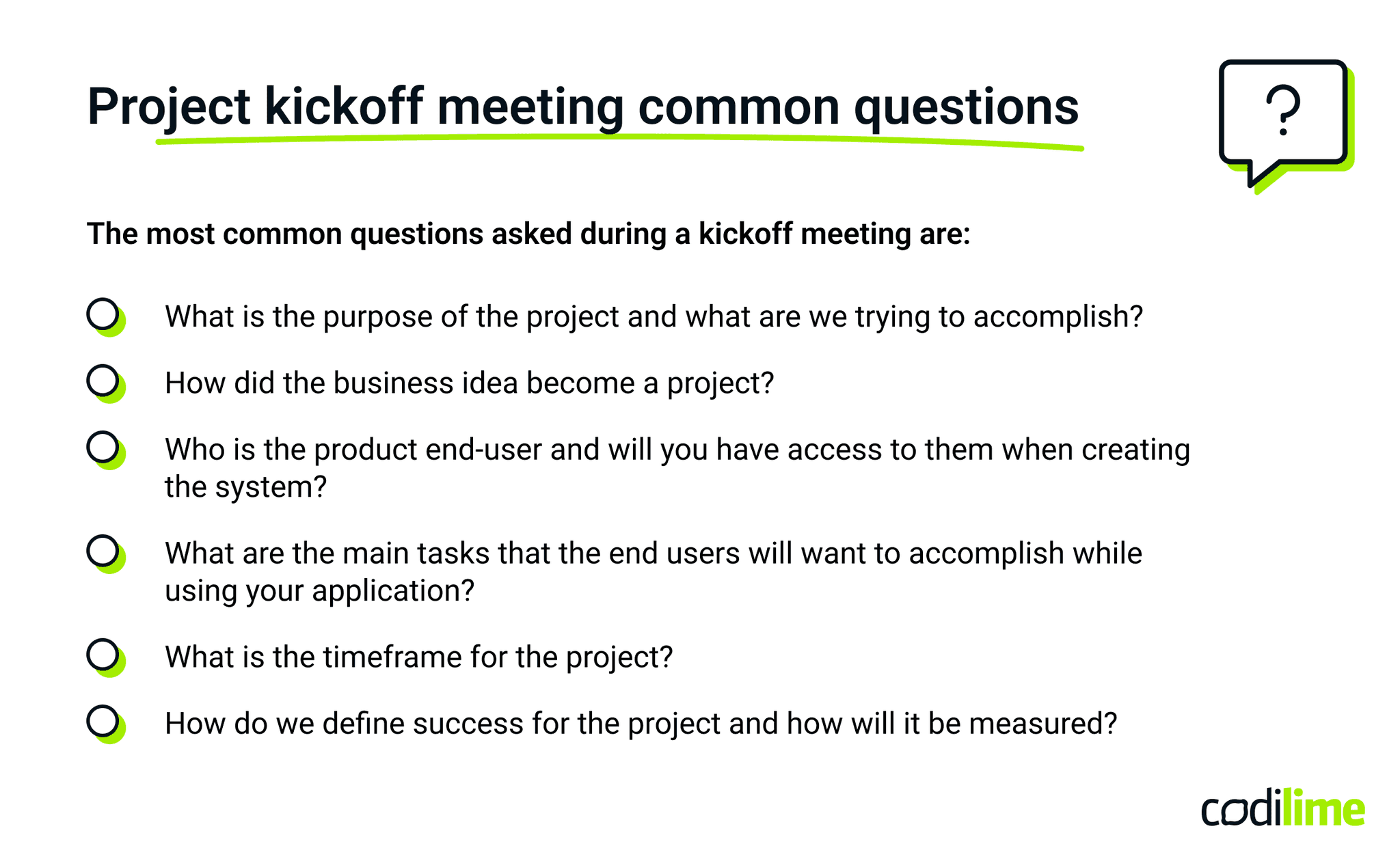 project kickoff meeting common questions