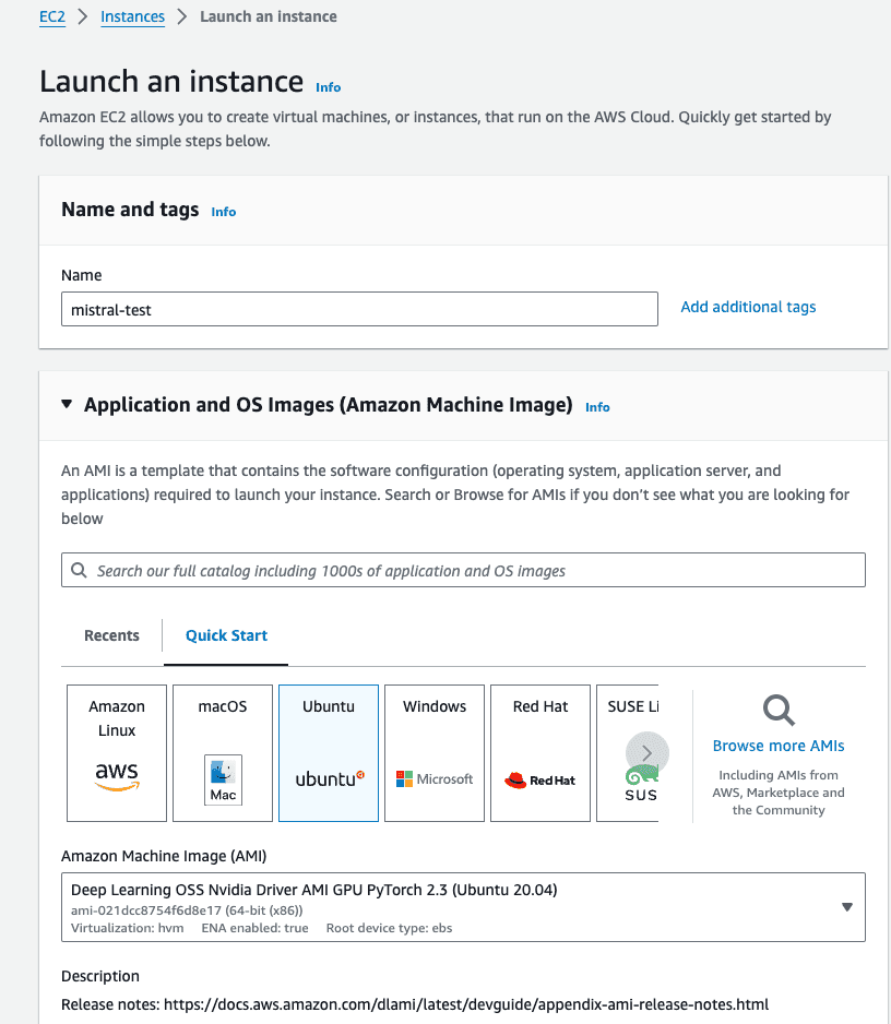 Selecting the AWS Machine