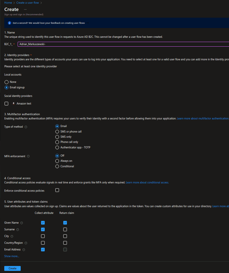 Creating an authorization system - Filling out the configuration flow